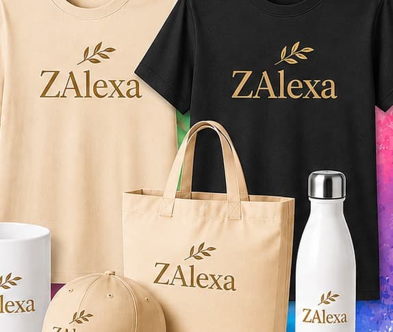 ZAlexa T-Shirts, Tasche, Mütze, Tasse und Flasche mit gesticktem Logo